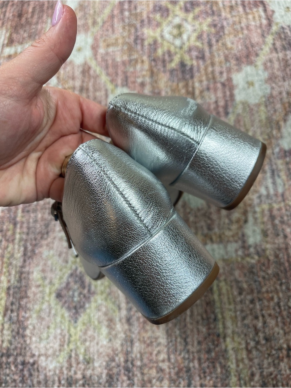 Madewell Nettie Heeled Mary Jane Ballet Flats Metallic Silver Size 8.5 - Picture 7 of 8
